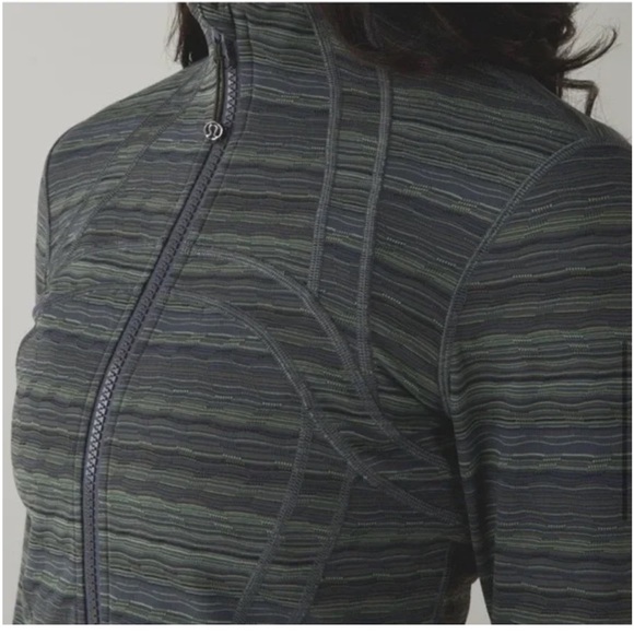Lululemon Define Jacket Cyber Stripe Gator Green Black Size 10 - Picture 10 of 10